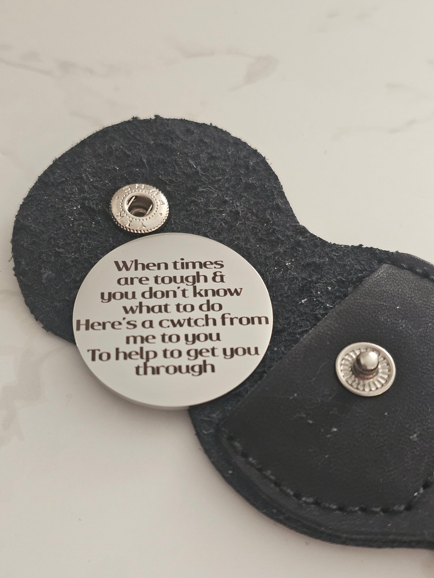 Pocket Cwtch Token/ Pocket Hug– Personalised Engraved Stainless Steel Keepsake