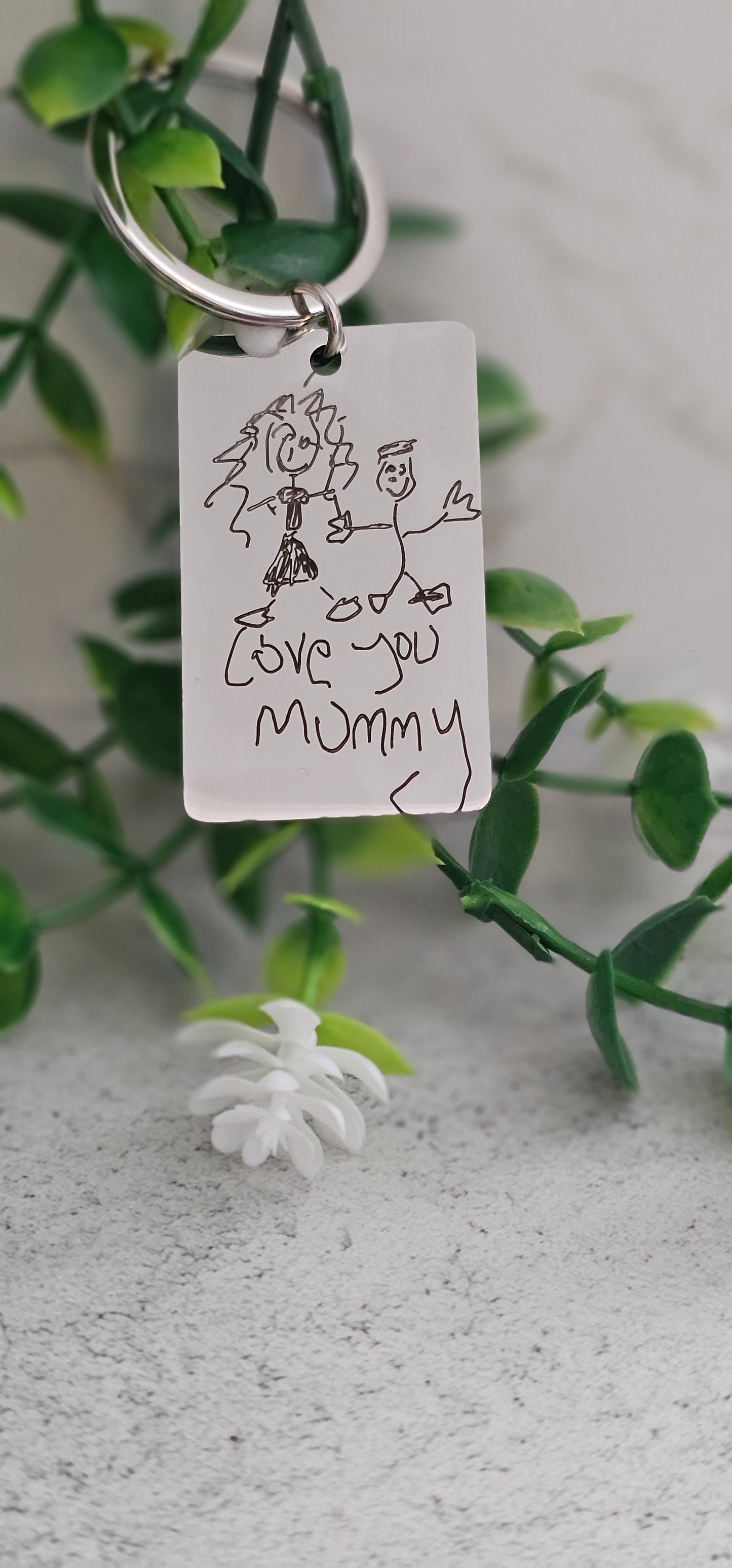 Personalised Child’s Drawing Engraved Stainless Steel Keyring