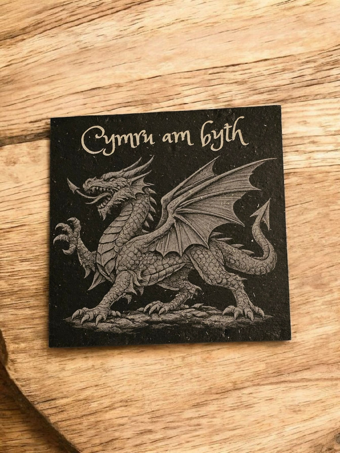 Laser-Engraved Welsh Slate Coaster – 4” x 4”