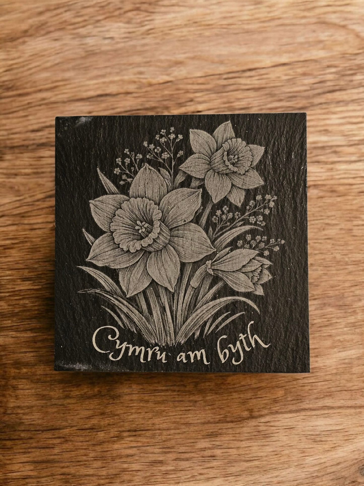 Laser-Engraved Welsh Slate Coaster – 4” x 4”