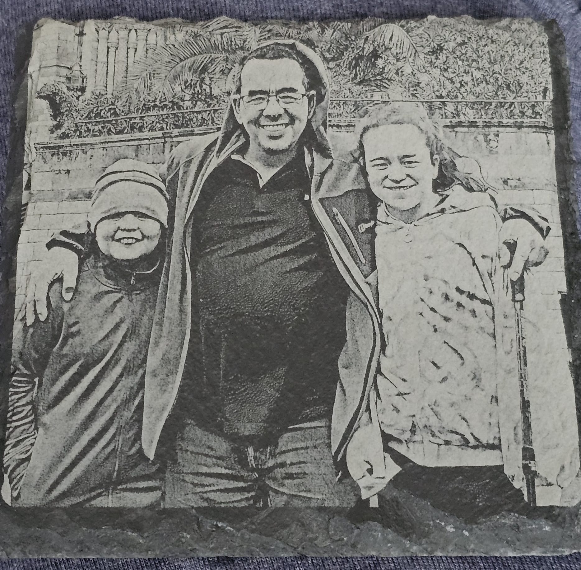 Photo Engraved onto slate coaster